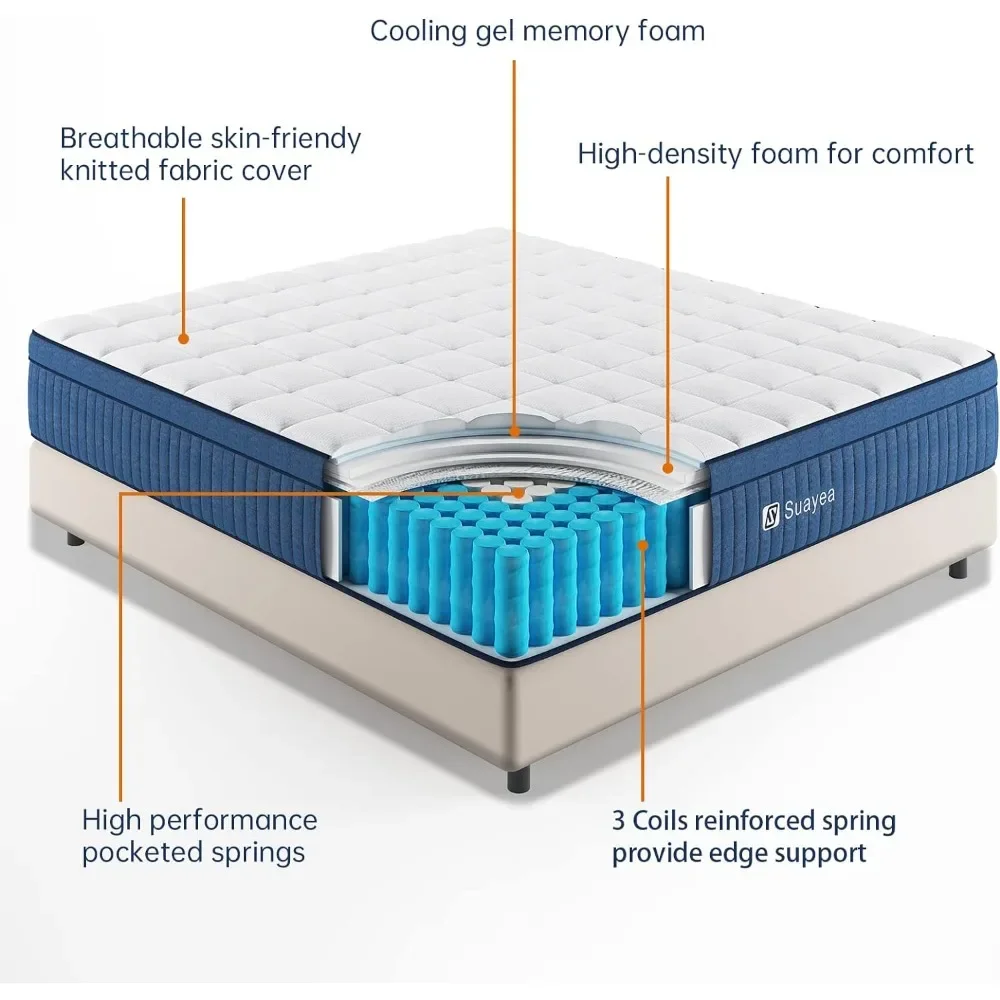 King Mattress, 12 Inch King Size Mattress in A Box, Ultimate Motion Isolation with Memory Foam Skin-friendly and Breathable 2