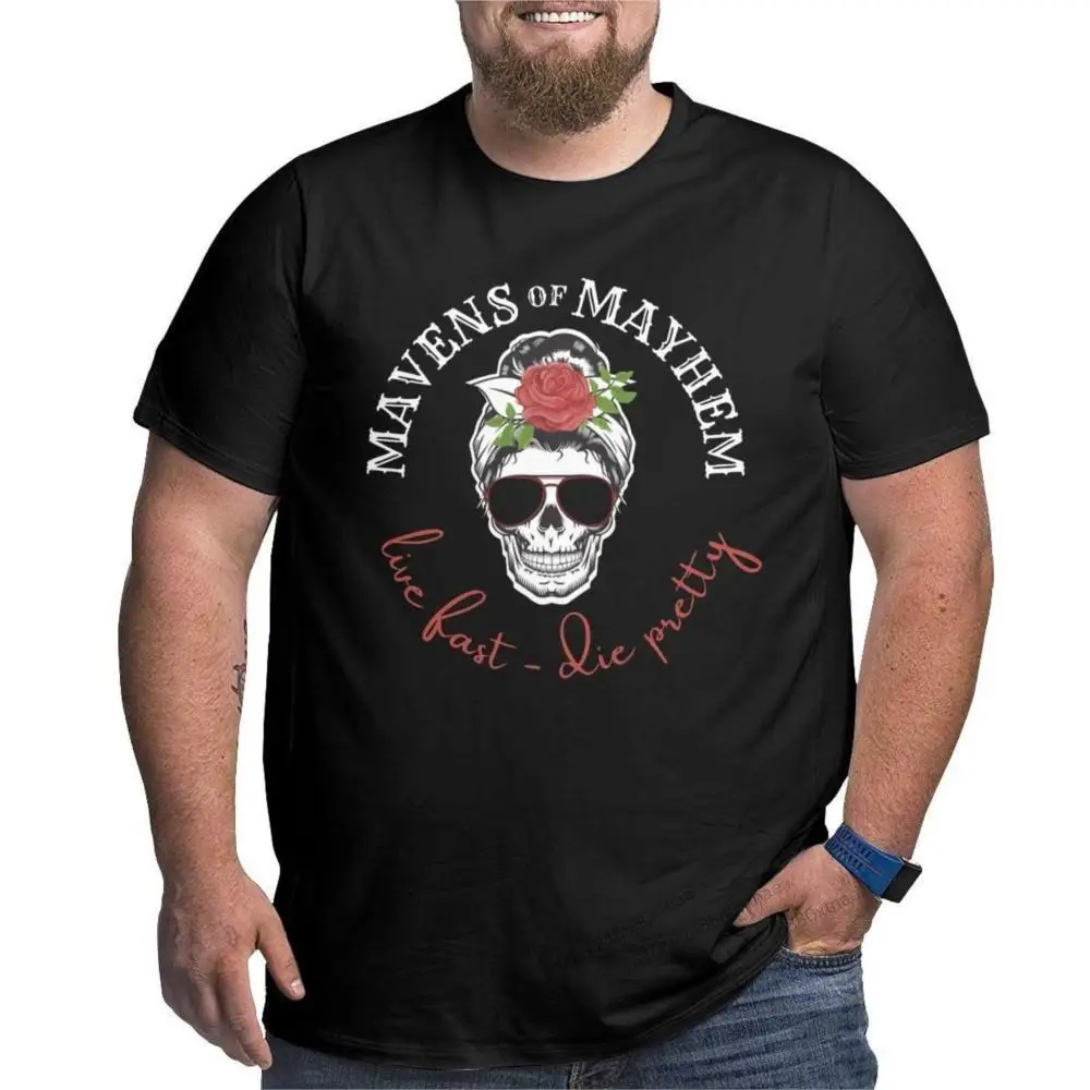 

Men's T-Shirt Mavens Of Mayhem Skull Pure Cotton Big Tall Tee Shirt Short Sleeve Live Fast T Shirt Crewneck Tops Plus Size