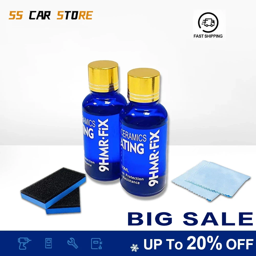 

2Pcs 9H Ceramic Car Coating Motocycle Paint Care Car Liquid Glass Nano Hydrophobic Car Polish Detailing Water Glass Coating