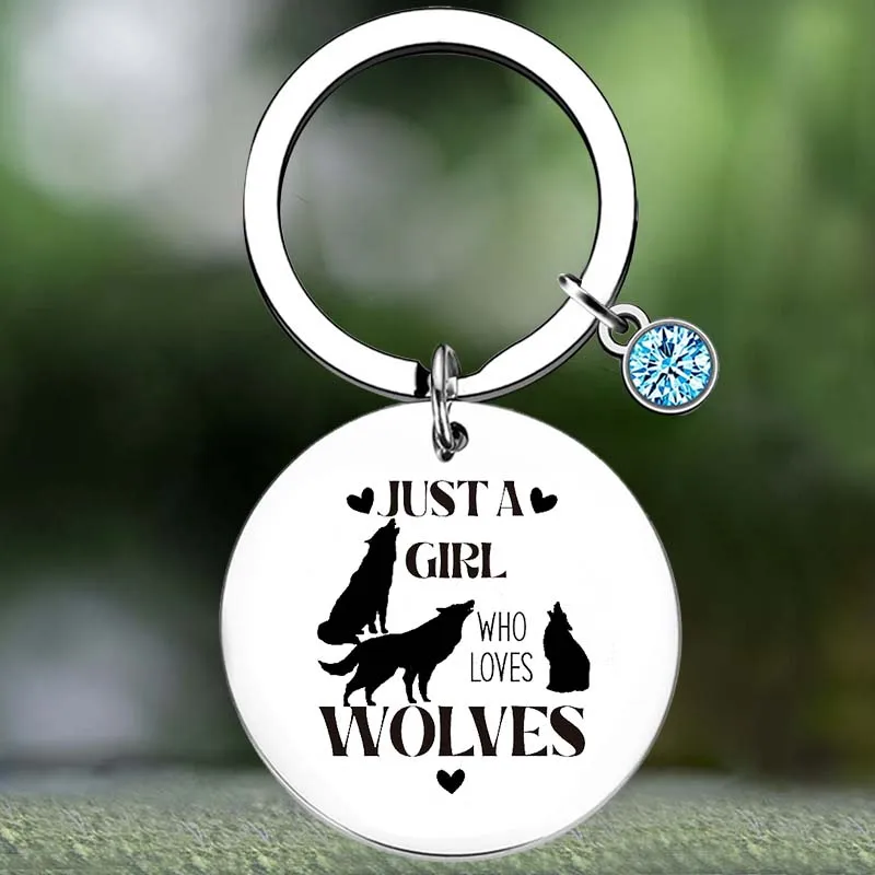 Cute Wolf Lover Keychain Animal Lover Breeder Wolf Key Chain Pendant Jewelry Just A Girl Who Loves Wolves