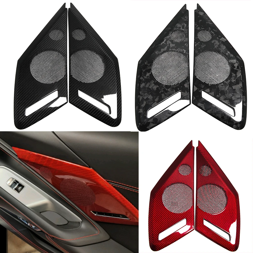 

Carbon Fiber Car Interior Door Horn Cover Trim For Chevrolet Corvette C8 Stingray Coupe Z51 Z06 2020-2023 Fascias Frame Styling