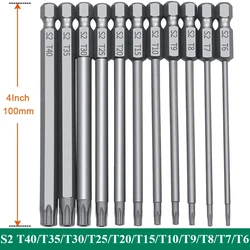 11-Piece Torx Security Bit Set - S2 Steel Magnetic Star Screwdrivers (100mm 11pcs Set)