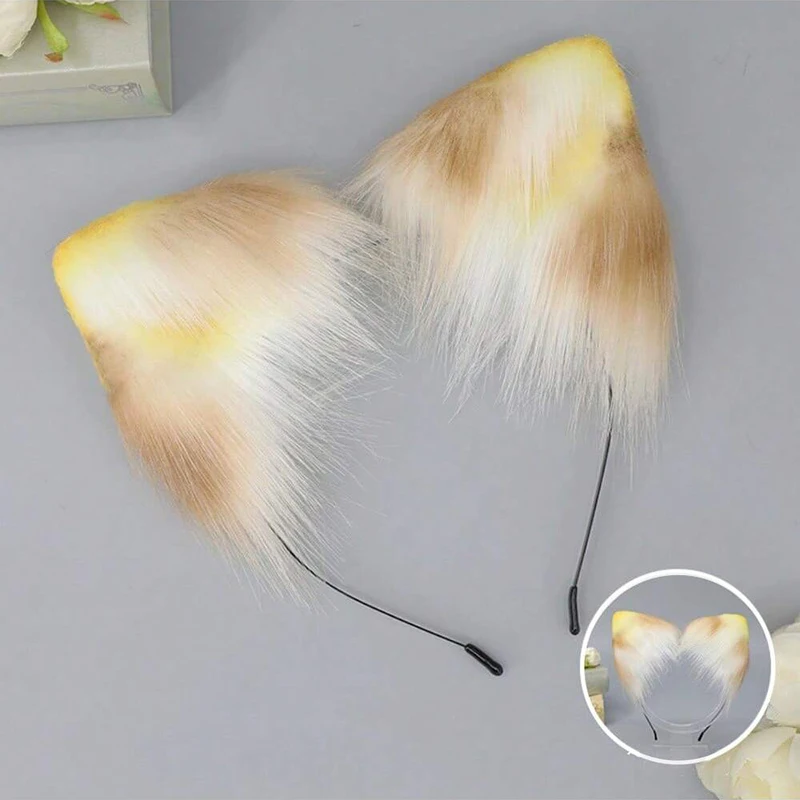 Wolf Ear, fascia per capelli in pelliccia sintetica, orecchie di lupo, graziose orecchie di gatto, fascia per cosplay, peluche, anime gatto, orecchie di volpe, cosplay, per ragazze e bambini