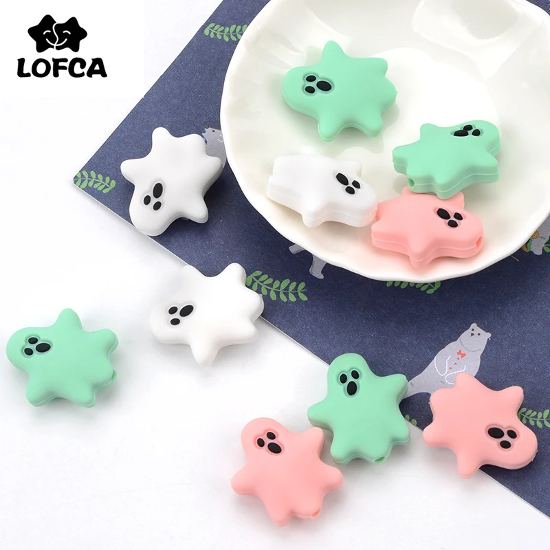Ghost Silicone Beads 5pcs/lot BPA Free Baby Teething Bead For DIY Jewelry Making Chewable Baby Teething Gift