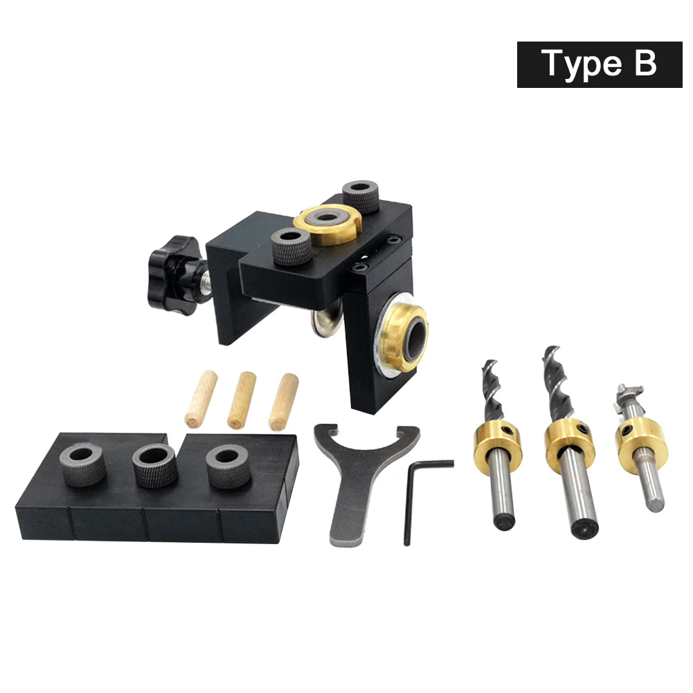 

3 In 1 Practical Guide Pocket Positioner Hole Jig Kit Woodworking Tool Drilling Locator Doweling DIY Handheld Puncher Carpentry