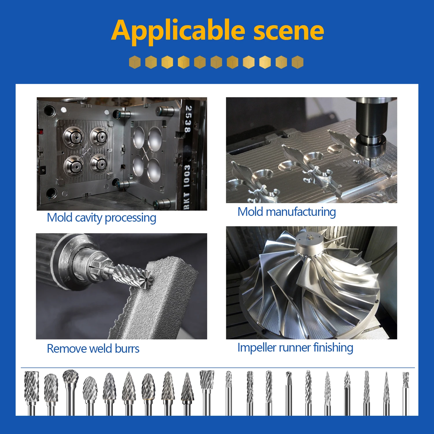 20pcs 3x3mm Carbide Burr Set Rotary File Die Grinder Bit 1/8" Shank Milling Cutter for Metal Grinding Dremel Rotary Tool 5