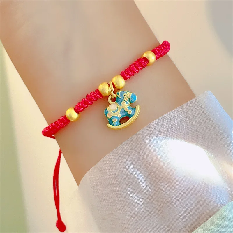 2026 New Year Zodiac Horse Lucky Braided Rope Bracelet Chinese Style Red Thread String Adjustable Bracelets Blessing Jewelry 4