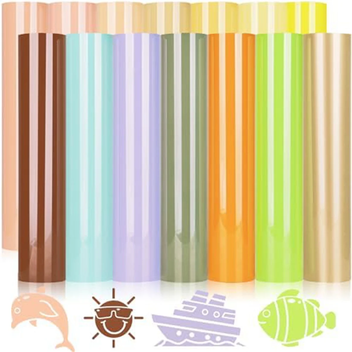 

Assorted Heat Transfer Vinyl Set, HTV Vinyl Iron-on for T-Shirts, Hats, Apparel, 14 Vinyl Sheets