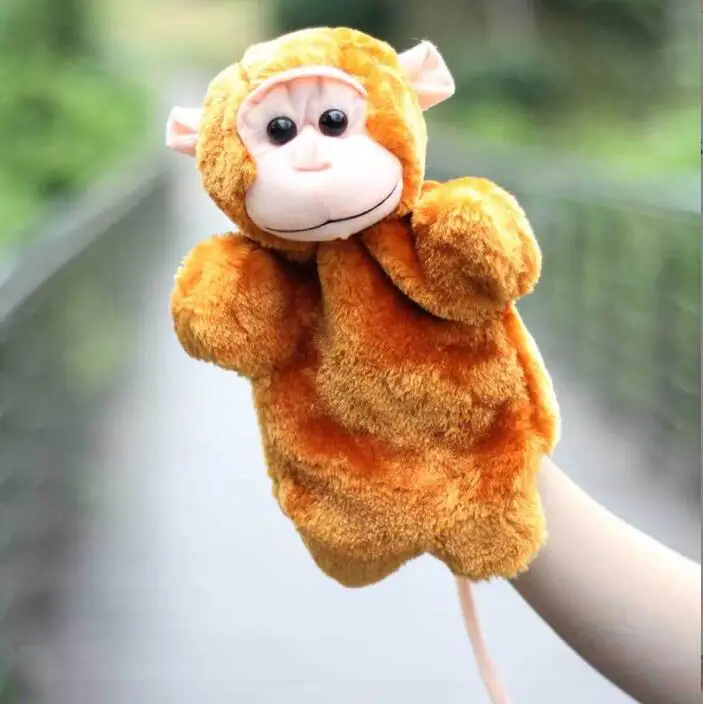 

stuffed monkeys puppets Anime Curious George Monkey Plush Hand Puppet 25CM Kids Stuffed Animals Toys For Children Gifts