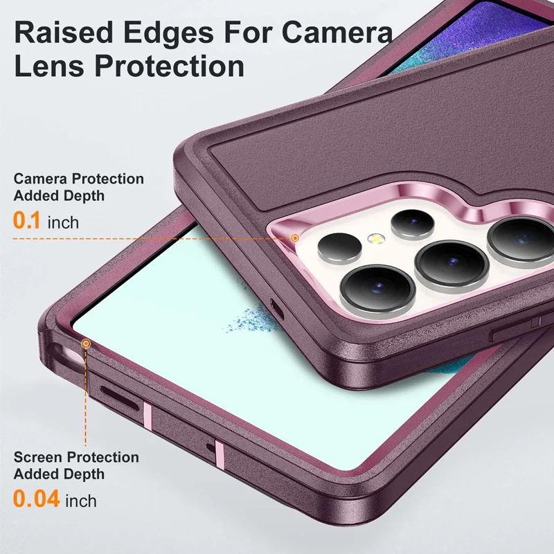 ELVEV Luxury Soft Silicone + Hard PC Bumper Case with Camera Protection and Built-in Stand