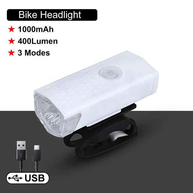 Rechargeable Bike Front Bicycle Lights Front Back Rear Taillight  MTB Road Bike Headlight Bicycle Accessories Ciclismo Фонарик White 1000mAh
