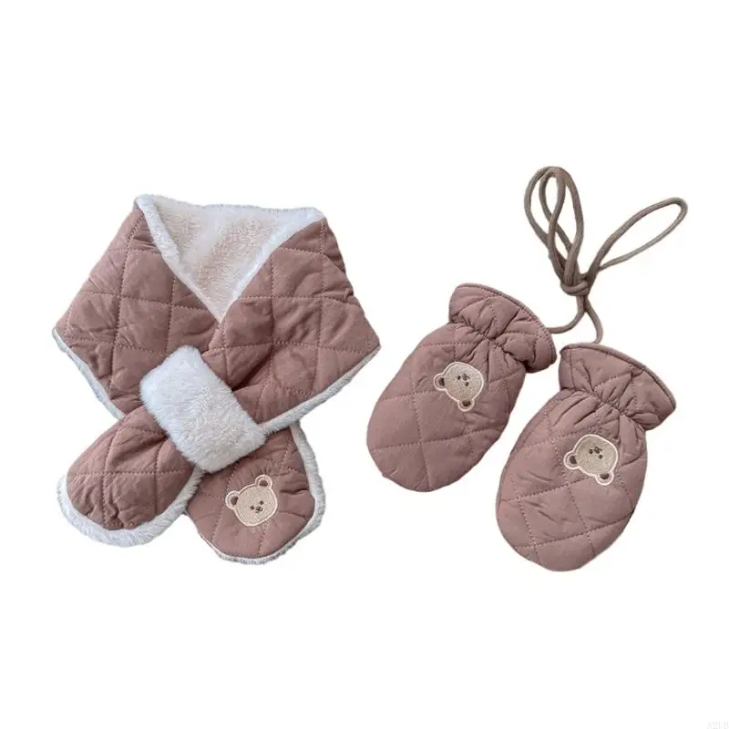 2-teiliges Set mit Schal und Fäustlingen für Babys, weiche Baumwolle, Winterzubehör für Kleinkinder von 0 bis 24 Monaten – Detail 7