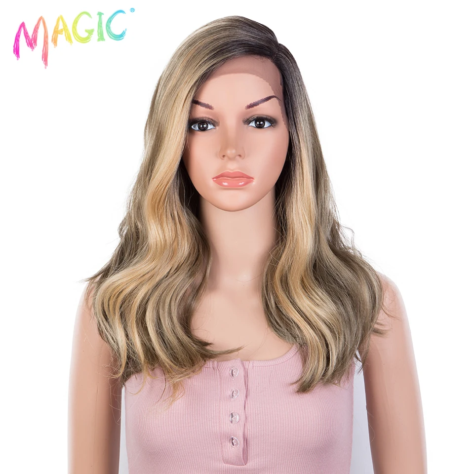 

Волшебный синтетический кружевной передний парик 20 дюймов, парик блонд с эффектом омбре, асимметричные парики для чернокожих женщин, термостойкий парик для косплея