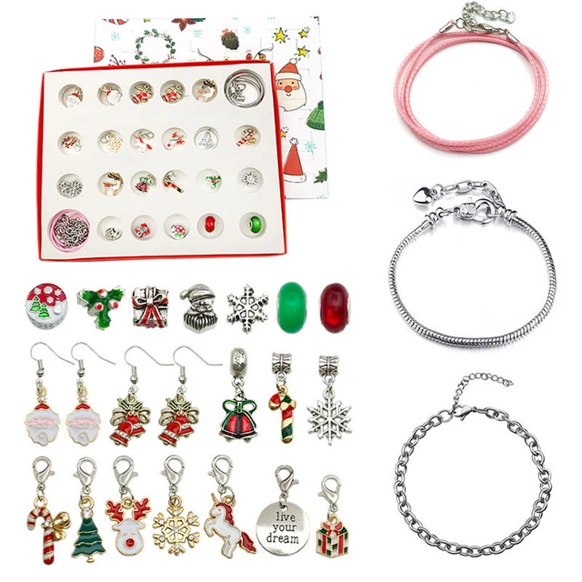 1 set De Calendrier De L'avent De Noël, Cadeau De Compte À Rebours, Boîte  De Noël De Bracelet Diy (2 + 22), Mode en ligne