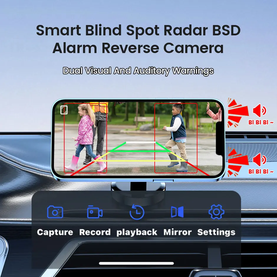 Close-up of AI blind spot alert indicator