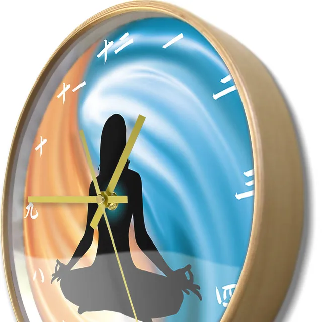 Relógio de parede sem tique-taque Relógio de parede Fogo e água Yin Yang  Relógio de parede Equilíbrio Yoga Design moderno Movimento silencioso Zen  Decoração da casa