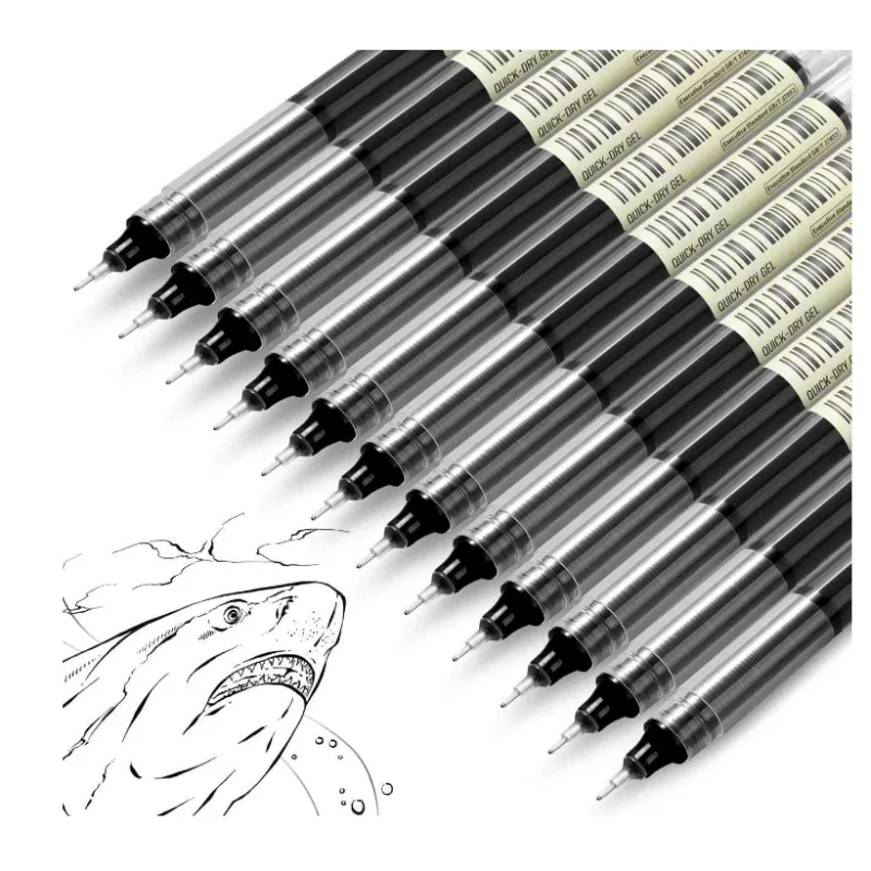5/1PCS 스트레이트 액체 젤 펜 컬러 롤러 볼 젤 펜 대용량 잉크 고급 펜촉 쓰기 0.5mm 파인 팁 Offce 용 부드러운