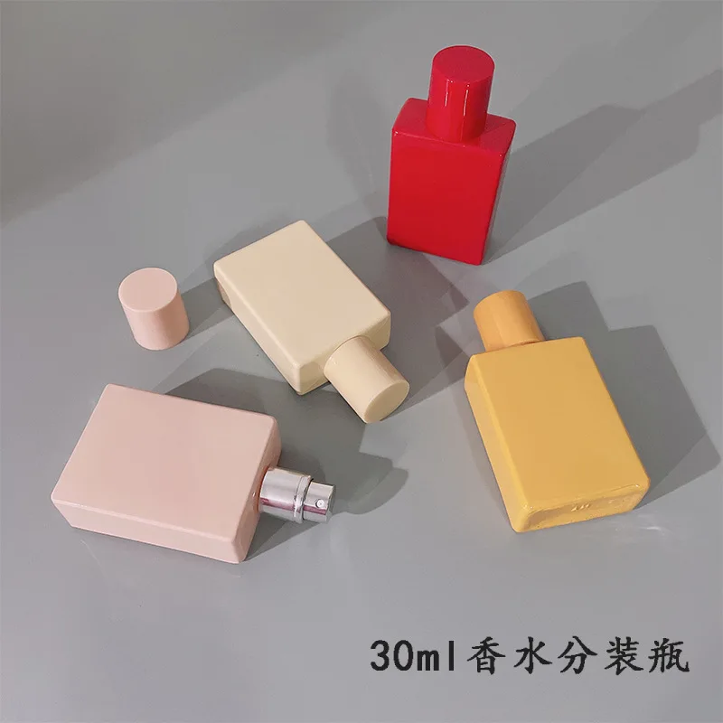 30ml 색상 투명 유리 스프레이 병 사각형 유리 향수병 리필 형 화장품 포장 병 약병 휴대용 안개 분무기