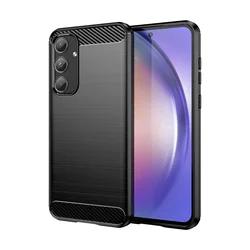 Premium Carbon Fiber Shockproof Silicone Case - Slim & Stylish Cover - Silicon (Black)