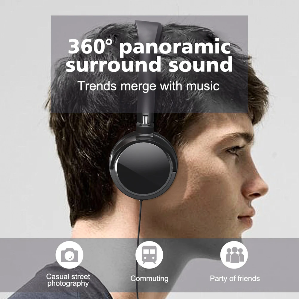 Wired Headphones 3 5mm/Type-C Bass Stereo Foldable With Microphone Adjustable Headphones Suitable For Pc Mp3 Mobile Headphones 6