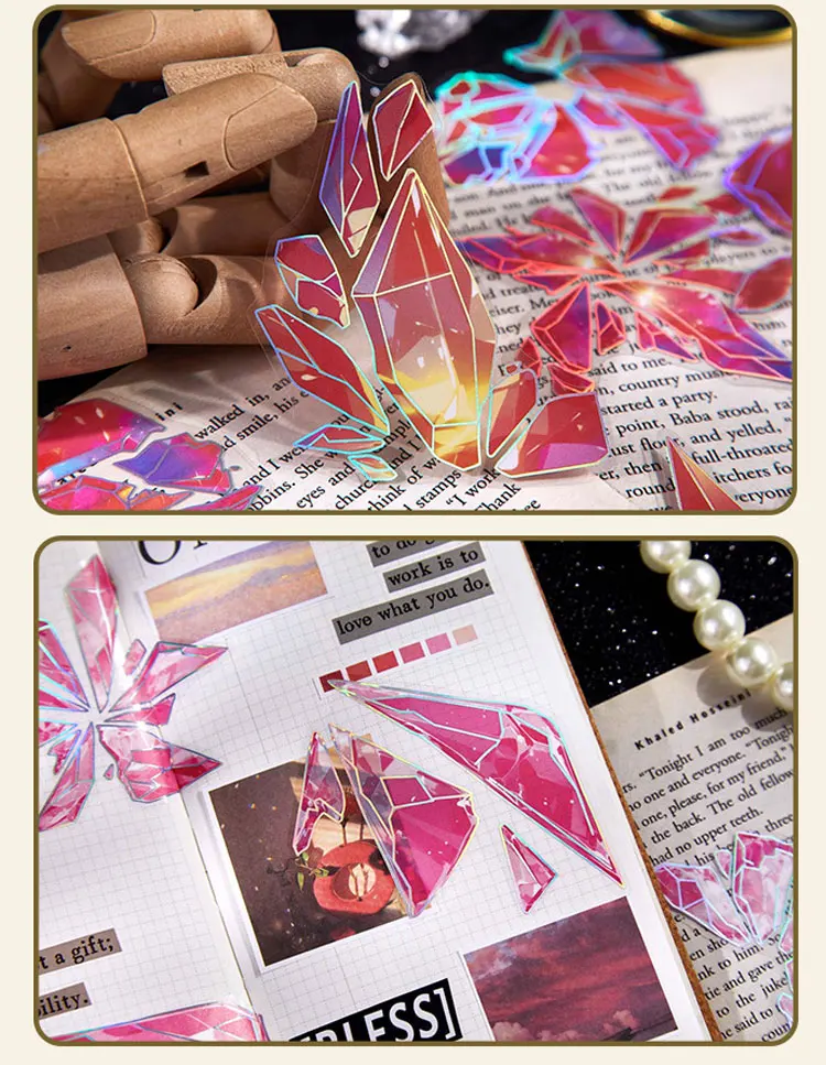 20 Sheets Broken Crystal Graffiti Stickers for DIY Scrapbook Suitcase Phone Laptop Guitar Decorative Stationery Office Supplies