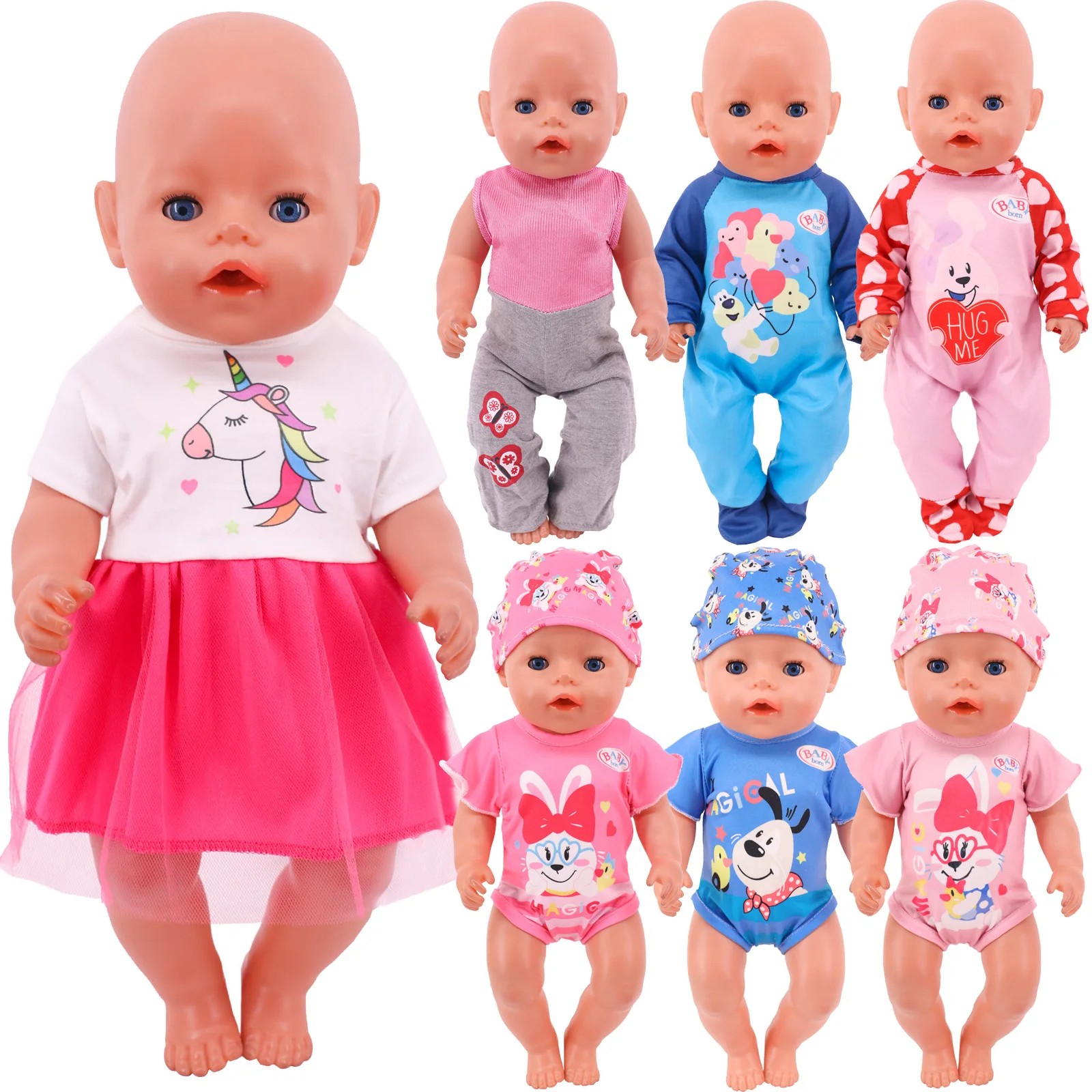 2022 new pink series doll dress pajamas set for 18 inch american