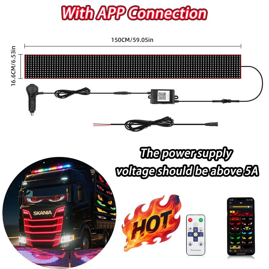 ตัวเลือกสินค้า ไฟ LED กราฟฟิตี้ ตกแต่งกระจกหน้ารถบรรทุก 12V