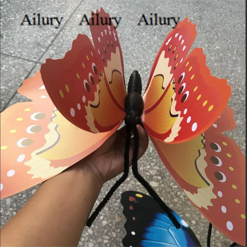대형 플라스틱 장식 나비, 싱글, 더블 레이어, 야외 장소 레이아웃, 결혼식, 쇼핑몰 걸이식 공예, 벽 스티커, 5 개, 40cm