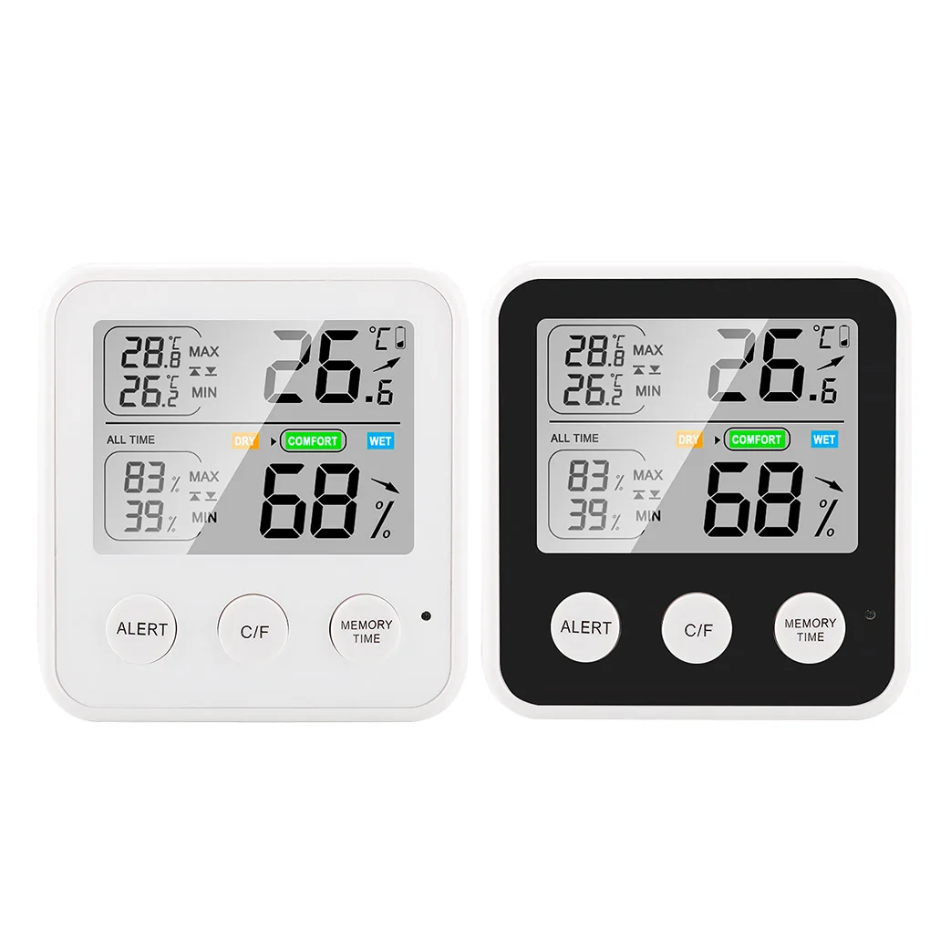 

Digital Max Min Temperature Humidity Meter Bedroom High Accuracy Thermometer Hygrometer Battery Operated TS-9909-B