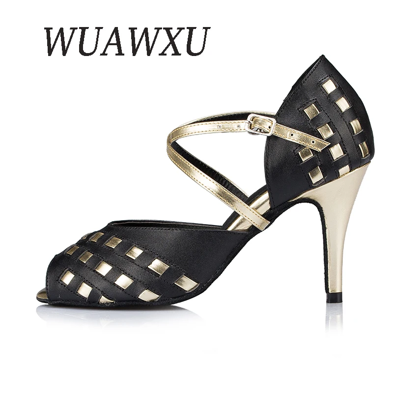 NATASHA 2023 Latin Dance Shoes Female Adult Soft Sole Low Heel National Standard Professional Dance Shoes Indoor High Heel Leath