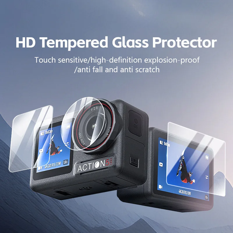 3pcs Protection Films Lens Screen Tempered Glass Films for DJI OSMO Action 5 Pro 3/4 Camera 9H hardness Prevents Scratches