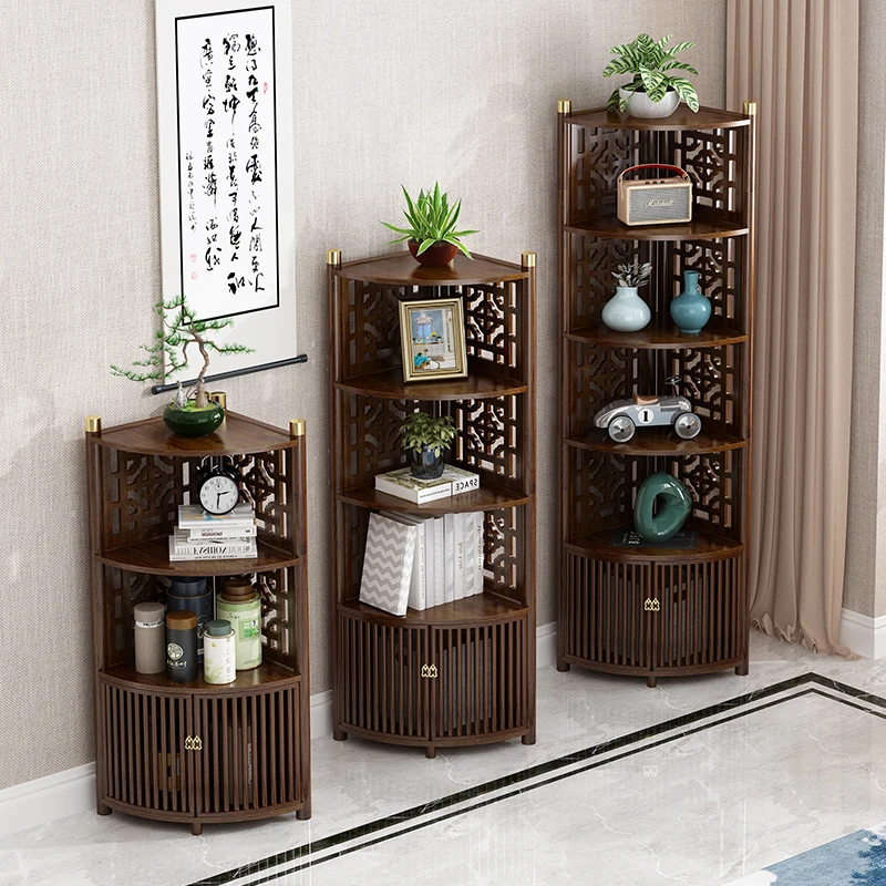

Living Room Narrow Corner Storage Cabinet With Door Household Bamboo Storage Organizer Space-saving Vintage Storage Shelves