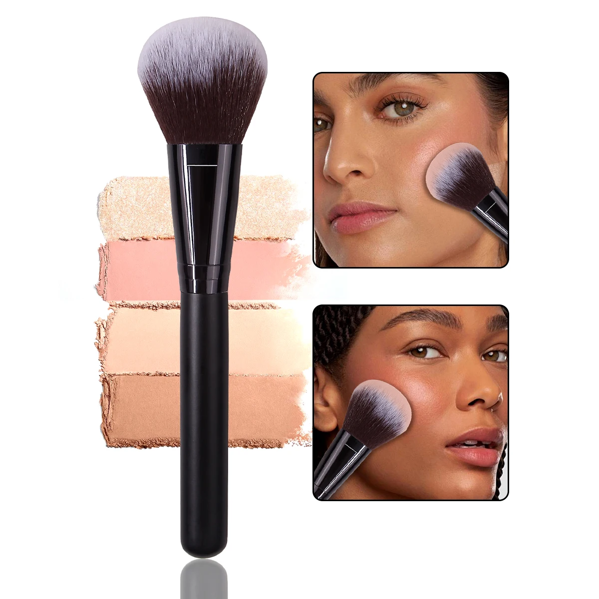 1 piece of high-end black wood-handled soft facial loose powder blush makeup brush, a professional beauty tool 1