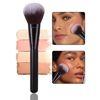 1 piece of high-end black wood-handled soft facial loose powder blush makeup brush, a professional beauty tool 1