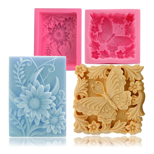 Butterfly Flower Soap Mold 3D Floral Lotion Bar Bath Bomb Mould Wax Candle Crayon Polymer Clay Resin Art Craft Making Supplies