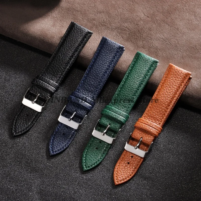 Litchi Pattern Leather Watch Band Bracelet - Stylish Replacement Wrist Strap