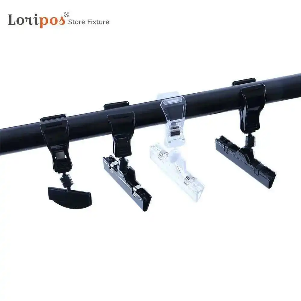 10pcs/lot Shelf Pipe Clamp Price Tag Hanger Clip Pole Black Food Tray Label Holders Sign Snap For Bake Sale Signs