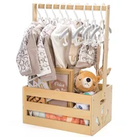Wood Storage Crate Baby Toys Clothing Organizer Box Children Portable Basket Long Handle Sturdy 1