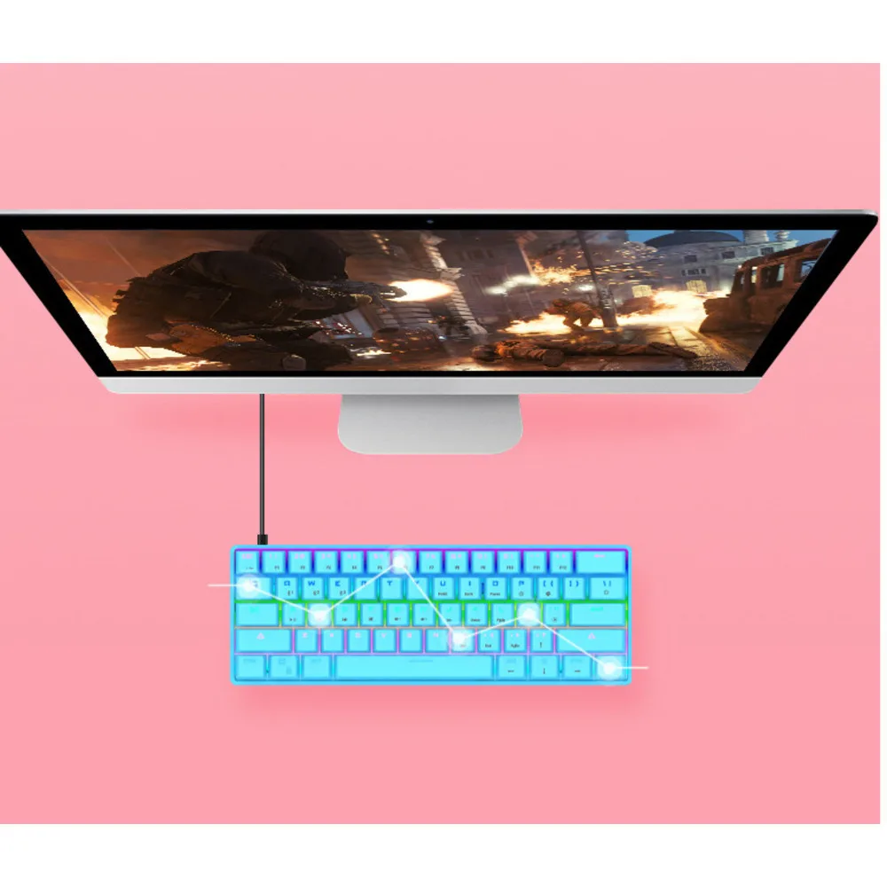 Wireless keyboard Bluetooth the third mock examination 61 RGB green axis mobile tablet notebook desktop game mechanical key_voghion.com