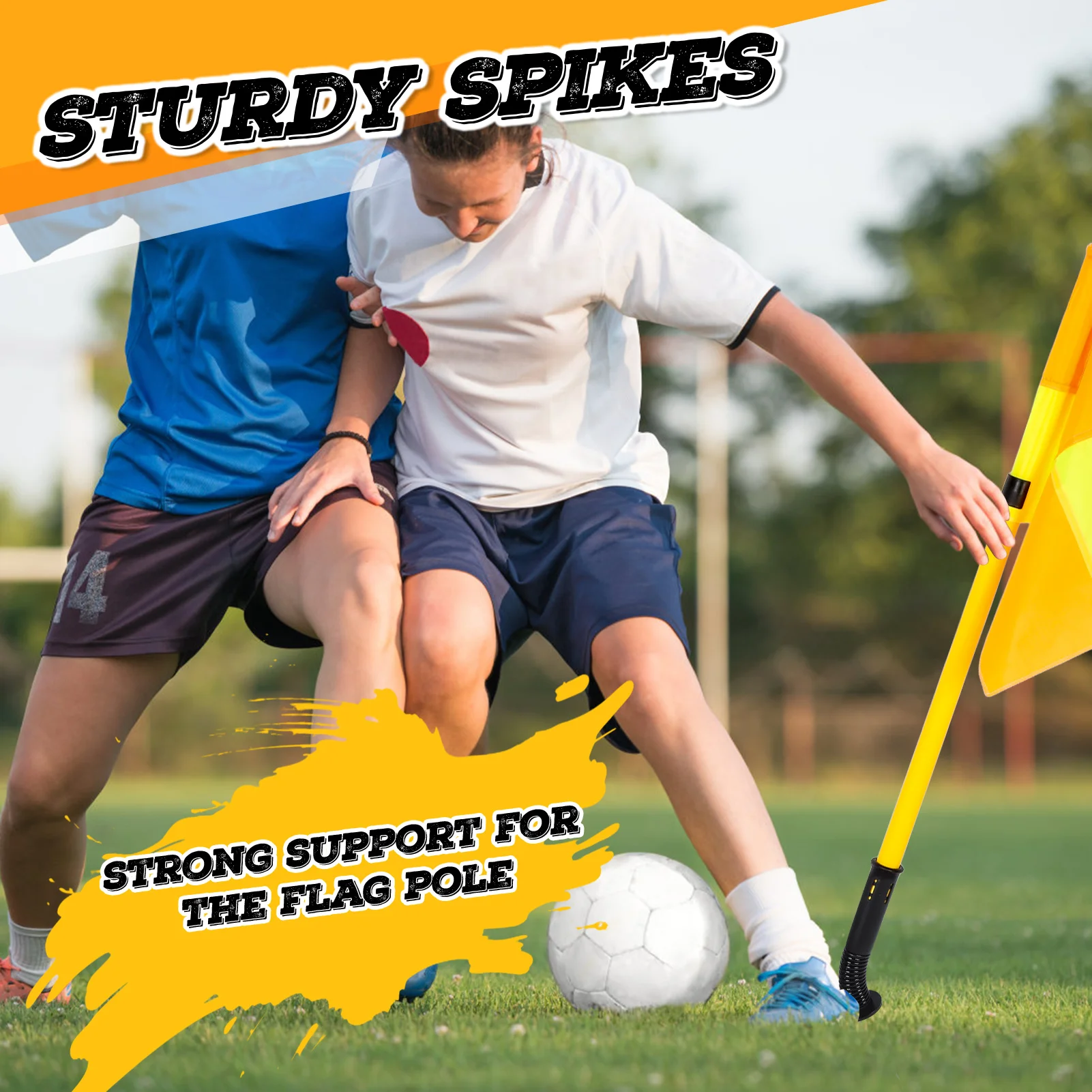 Corner Flags Set for Soccer Field with 4pcs Square Flags 4pcs 2 Section 1.5m Soccer Poles Equipment for Training Outdoor