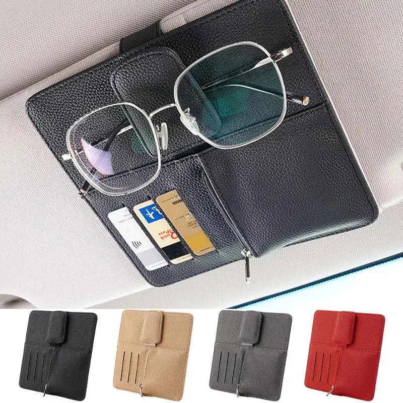 

Автомобильный держатель для очков универсальный автомобильный кожаный держатель для солнцезащитных очков с ремешком многофункциональный автомобильный органайзер для солнцезащитных козырьков для карт и ручек