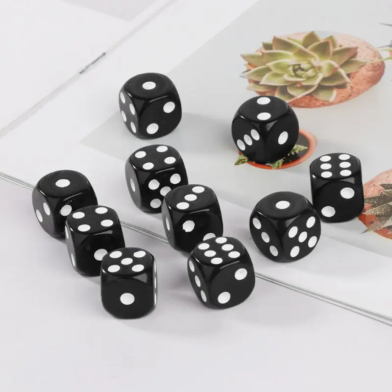 10pcs 16mm Acrylic  Black/White 6 Sided Casino  Game Bar Party  Multi Sides  for Board Game