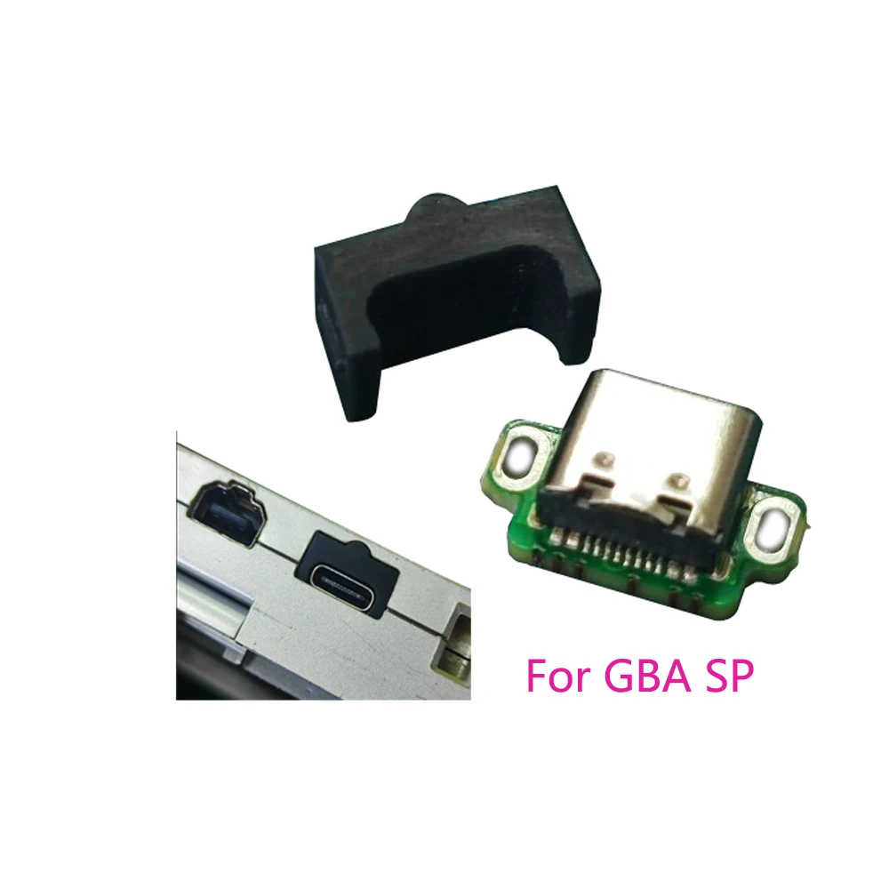 

10PCS Power charging charger port for GBA SP Type C usb C charger port game console accessory With bracket