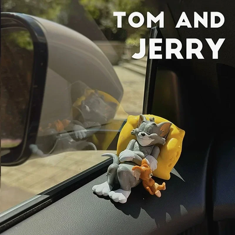 Charming Tom and Jerry Sleeping Pose Ornament - Cute Desk or Car Dashboard Decoration