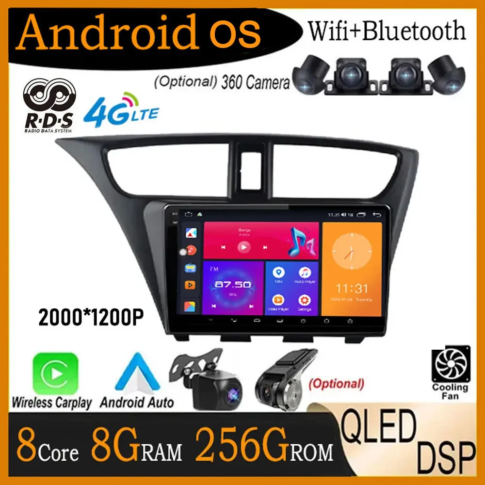 

Автомагнитола на Android 14 для Honda CIVIC Hatchback 2012 - 2017 DSP, мультимедийный видеоплеер с GPS-навигацией, стерео Carplay, 4G + WIFI