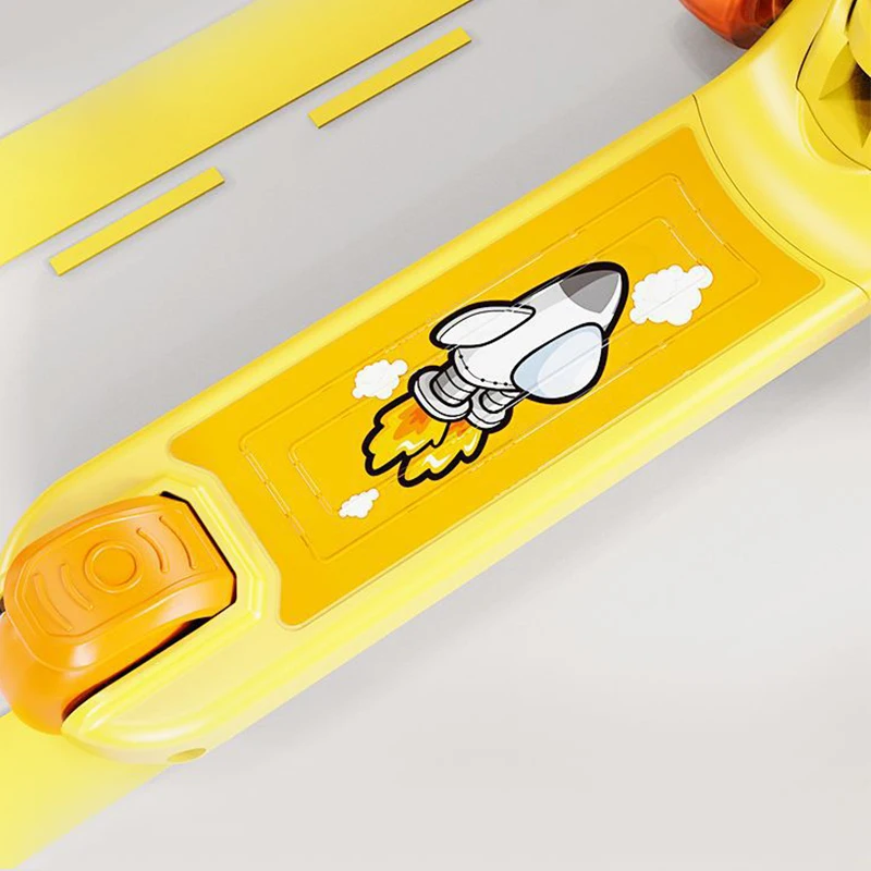 Kids Foot Scooters With Music Speaker 3 Wheels Foldable 4 Levels Adjustable Height Kick Scooter For 3-6 Years Children Cycling