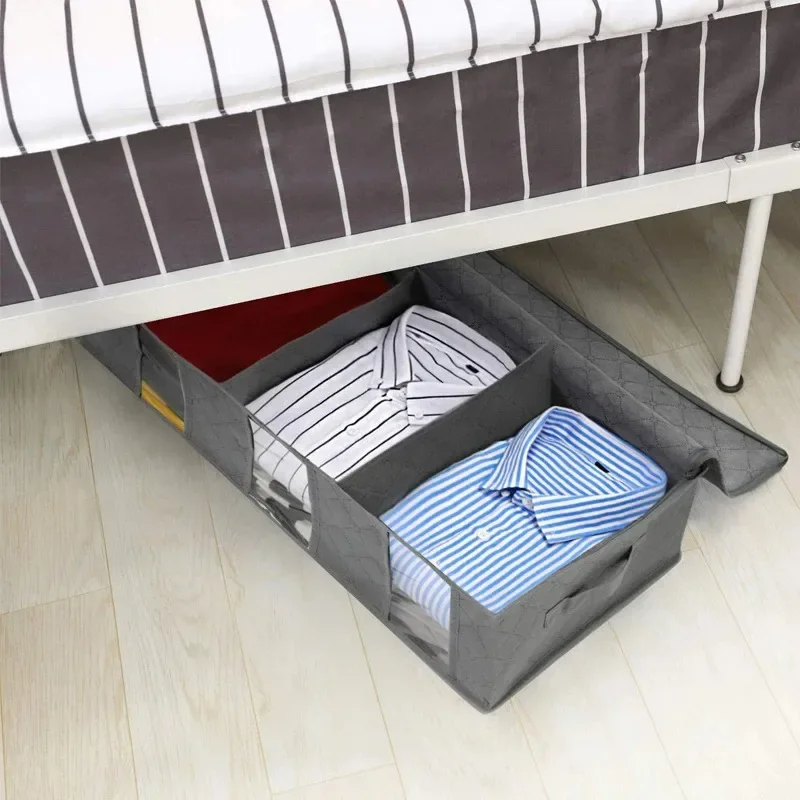Non Woven Blanket Clothes Storage Bag Bed Bottom Clothes Organizer Large Capacity Non Woven Quilt Moisture Proof Foldable Bags 2