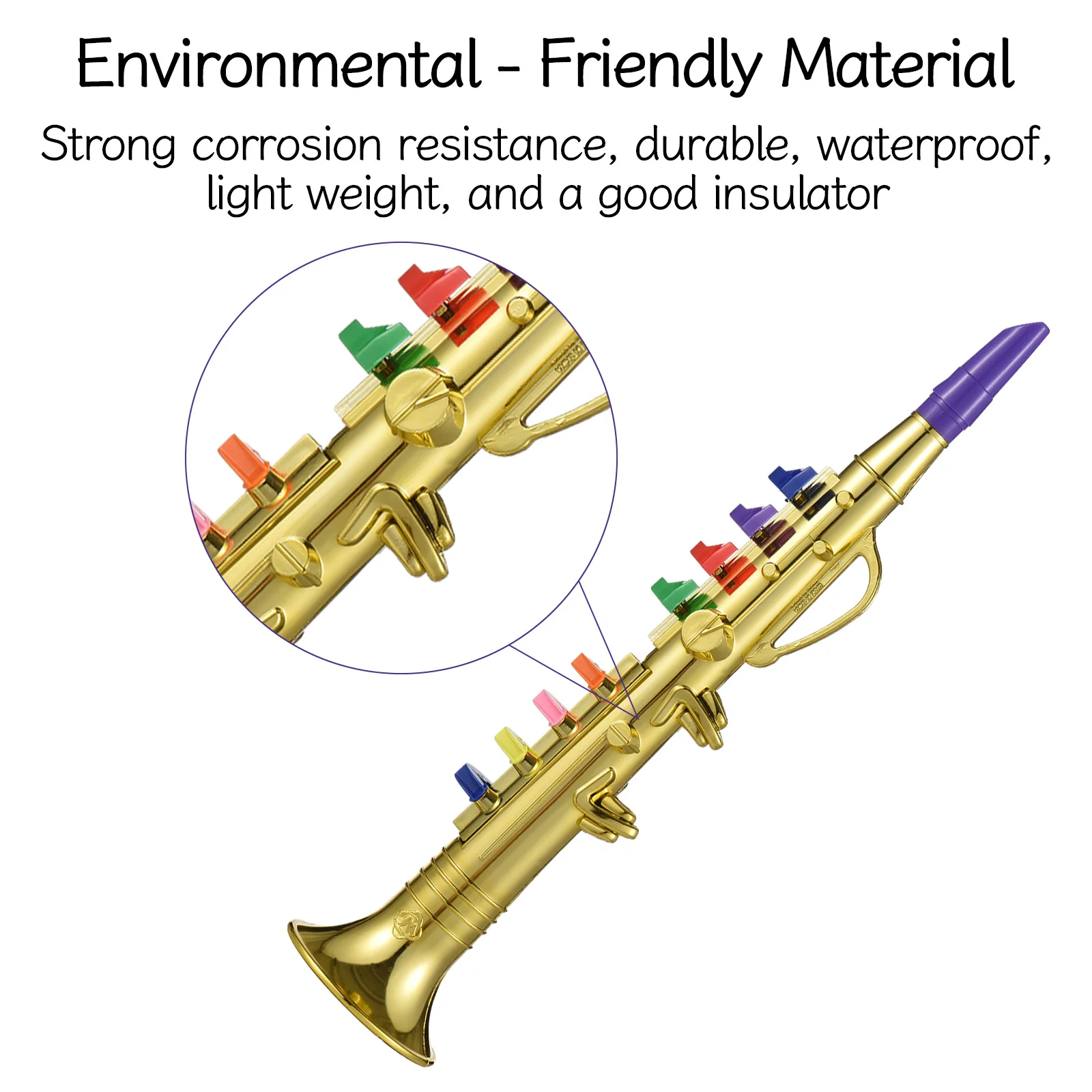 Clarinet 8 Colored Coded Keys Musical Wind Instrument Eco-friendly ABS For Kids