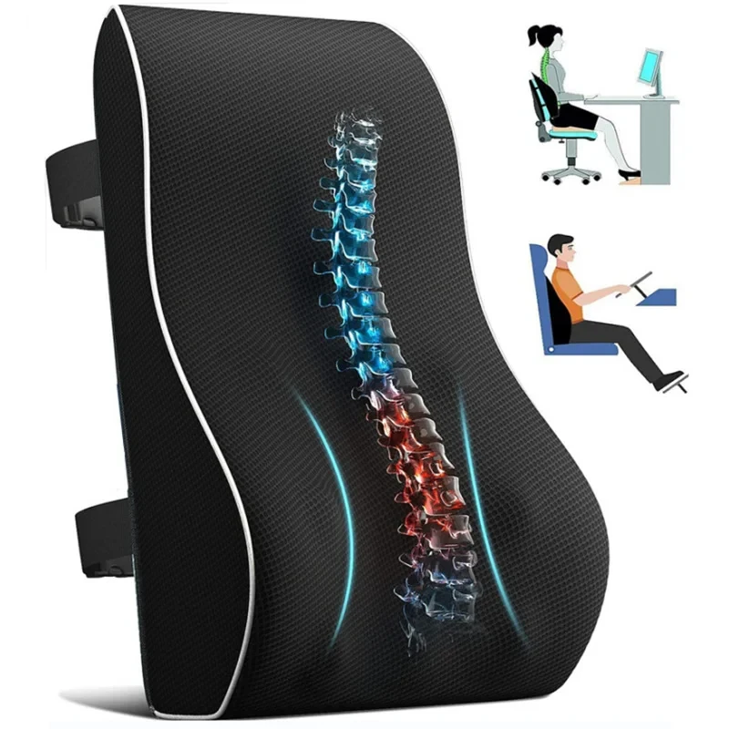 Ergonomic Memory Foam Lumbar Support Cushion for Office Chairs and Car Seats