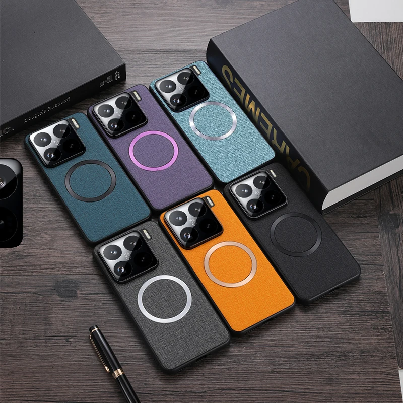 Magnetic TPU + PC Anti-Slip Ultra Thin Woven Textile Pattern Phone Case